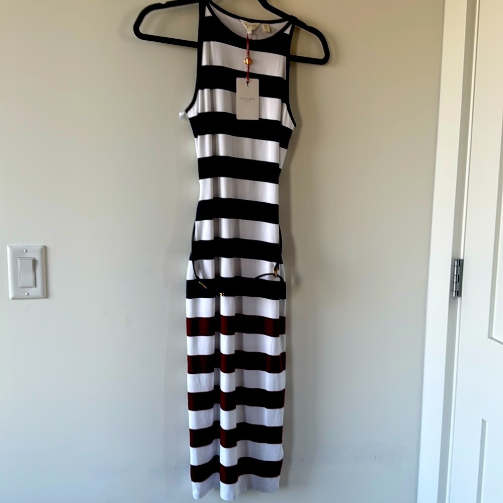 NWT Ted Baker Belted Yuni Rowing Striped Bodycon Maxi Dress